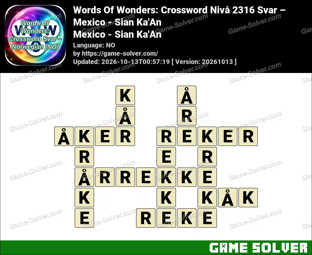 Words Of Wonders: Crossword Nivå 2316 Svar – Mexico – Sian Ka’An